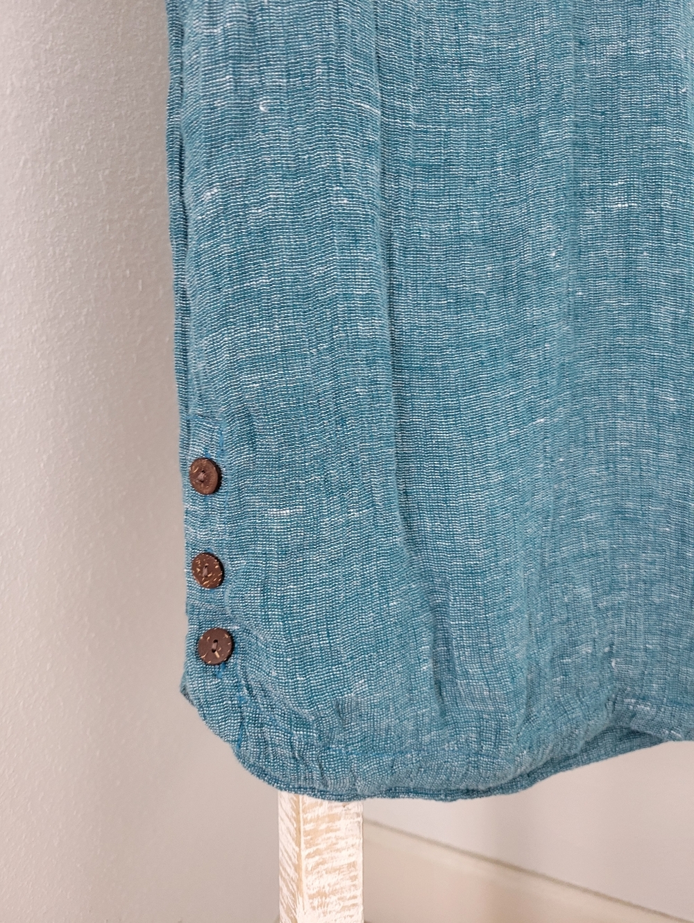 Tahari 100% Linen Vneck Dress Cover Up Sz Med, Teal Blue Green - Picture 4 of 6